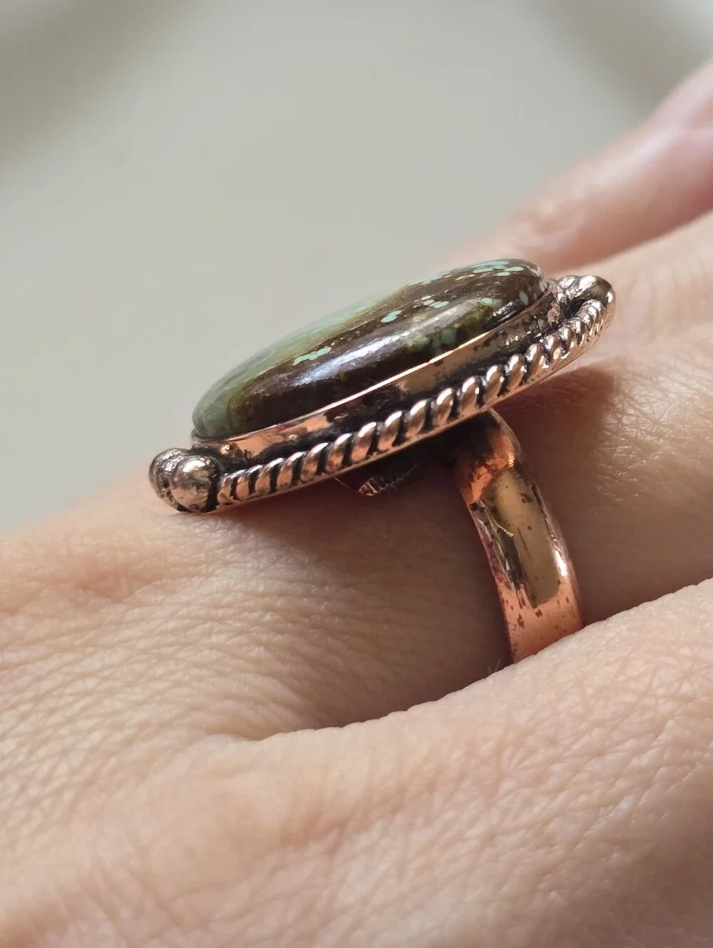 Number 8 Turquoise Ring In Copper, Southwestern